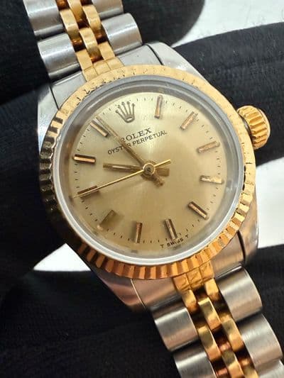 Rolex Rolex Oyster Perpetual  Champagne dial Two-Tone Watch Only 67193 Good Automatic — photo 1