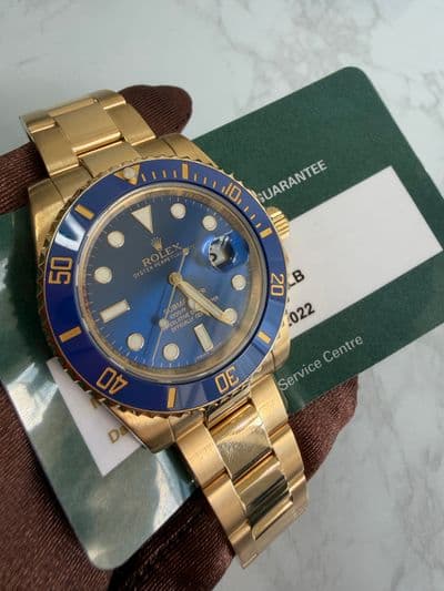 Rolex Rolex Submariner Blue dial Yellow Gold Service Card/Papers 116618LB Excellent Automatic — photo 1